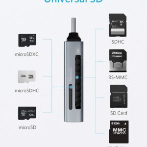 Anker SD Card Reader, 2-in-1 USB C Memory Card Reader for SDXC, SDHC, SD, MMC, RS-MMC, Micro SDXC, Micro SD, Micro SDHC Card, and UHS-I Cards