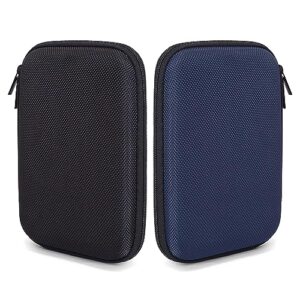 ginsco 2pcs eva hard carrying case for portable external hard drive power bank charger usb cable battery case (black+blue)