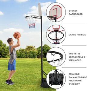 ZENY Portable Basketball Hoop, Basketball Goals Outdoor Adjustable 5.4-7FT, Basketball Portable Hoops & Goals Backboard and Stand for Kids