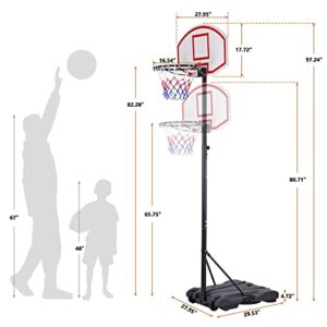 ZENY Portable Basketball Hoop, Basketball Goals Outdoor Adjustable 5.4-7FT, Basketball Portable Hoops & Goals Backboard and Stand for Kids