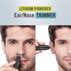 ConairMan Nose Hair Trimmer for Men, For Nose, Ear, and Eyebrows, Patent 360 Bevel Blade for No Pull, No Snag Trimming Experience, Cordless Lithium-Powered Trimmer with Drawstring Bag