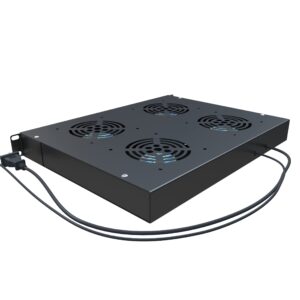 Rack Mount Fan - 4 Fans Server Cooling System - 1U 19" Rackmount Cabinet Panel w/Adjustable Temperature Control (Heat Monitor - Digital Display) Alarm Sensor (Overheat Air Flow Exhaust) Tupavco TP1701