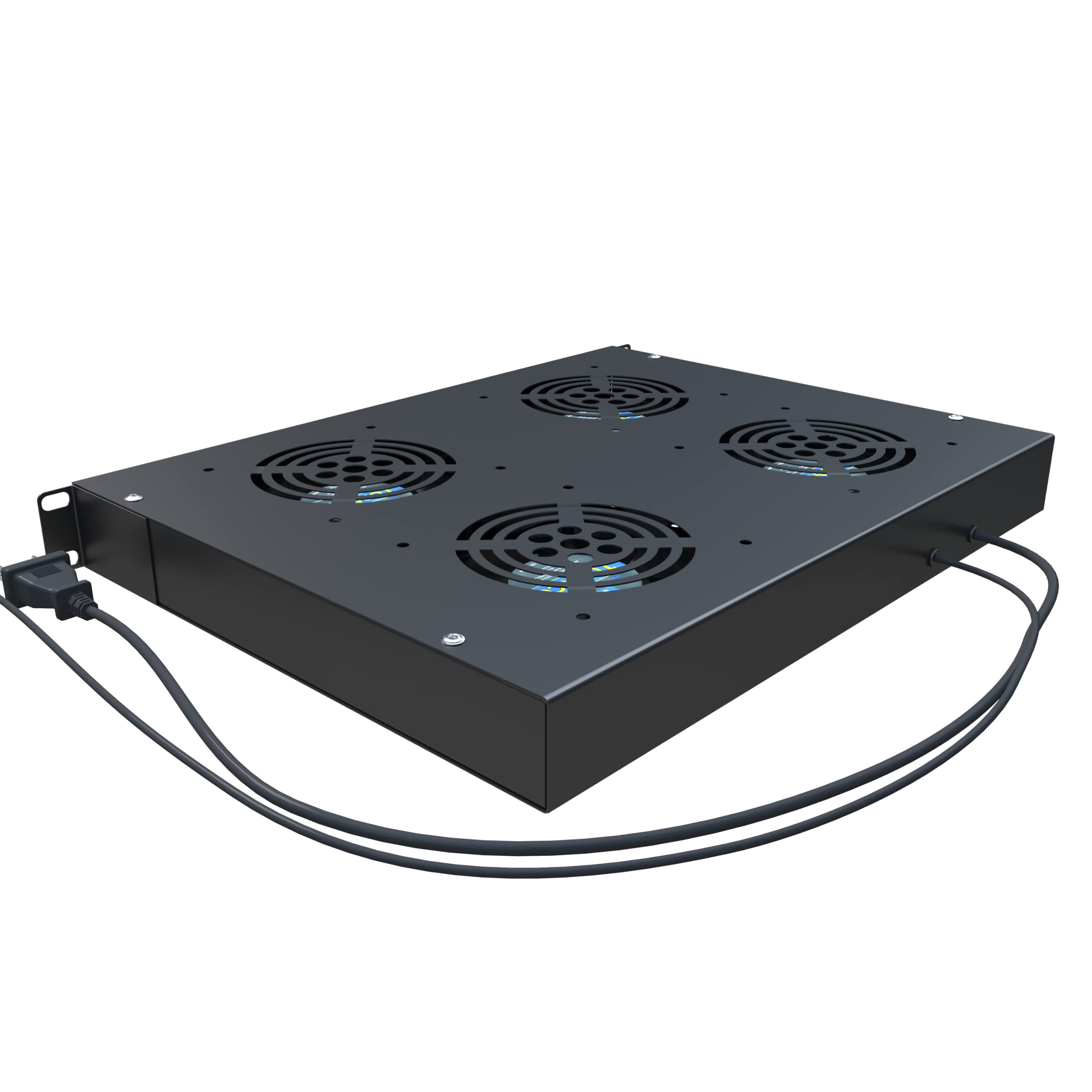 Rack Mount Fan - 4 Fans Server Cooling System - 1U 19" Rackmount Cabinet Panel w/Adjustable Temperature Control (Heat Monitor - Digital Display) Alarm Sensor (Overheat Air Flow Exhaust) Tupavco TP1701