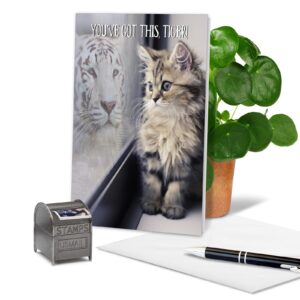 The Best Card Company - Inspirational Encouragement Card with Envelope - Cute Cat, Tiger Animal Motivation, Friendship - Aspirations C7076JFRG