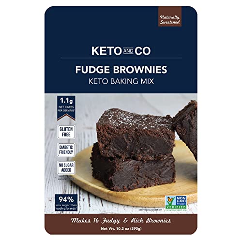 Keto Fudge Brownie Mix by Keto and Co | Just 1.1g Net Carbs Per Serving | Gluten free, Low Carb, Diabetic Friendly, Naturally Sweetened, No Added Sugar, Non-GMO | (16 Servings)