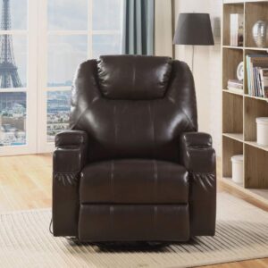 ACME Recliner with Massage, Brown PU