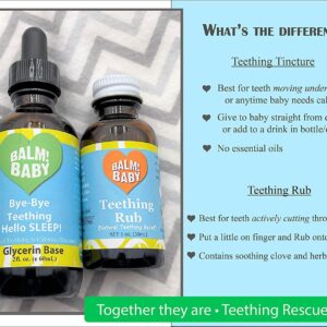 BALM! Baby Teething Oil Rub - Baby Teething Relief - Vegan, All Natural & Organic Teething Aid with Chamomile & Clove - Gentle, Safe & Effective - 1 oz Glass Bottle - Plastic Free