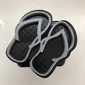 Stickysight.com Slippers Flippahs in 3D - Black with Black Grey Combo - 2 inch Trailer Hitch Cover - Hawaii flip Flop Hawaiian Hibiscus Flower