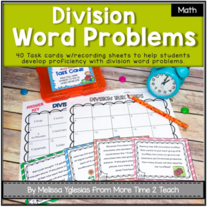 division word problems task cards {common core}