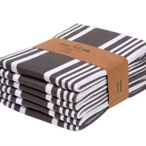 Urban Villa Kitchen Towels (20x30 Inches, 6 Pack) Extra Large Kitchen Hand Towels, Premium Dish Towels for Kitchen Grey & White Dish Cloths Highly Absorbent 100% Cotton with Hanging Loop Tea Towels