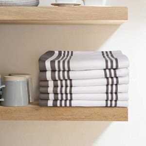 Urban Villa Kitchen Towels (20x30 Inches, 6 Pack) Extra Large Kitchen Hand Towels, Premium Dish Towels for Kitchen Grey & White Dish Cloths Highly Absorbent 100% Cotton with Hanging Loop Tea Towels