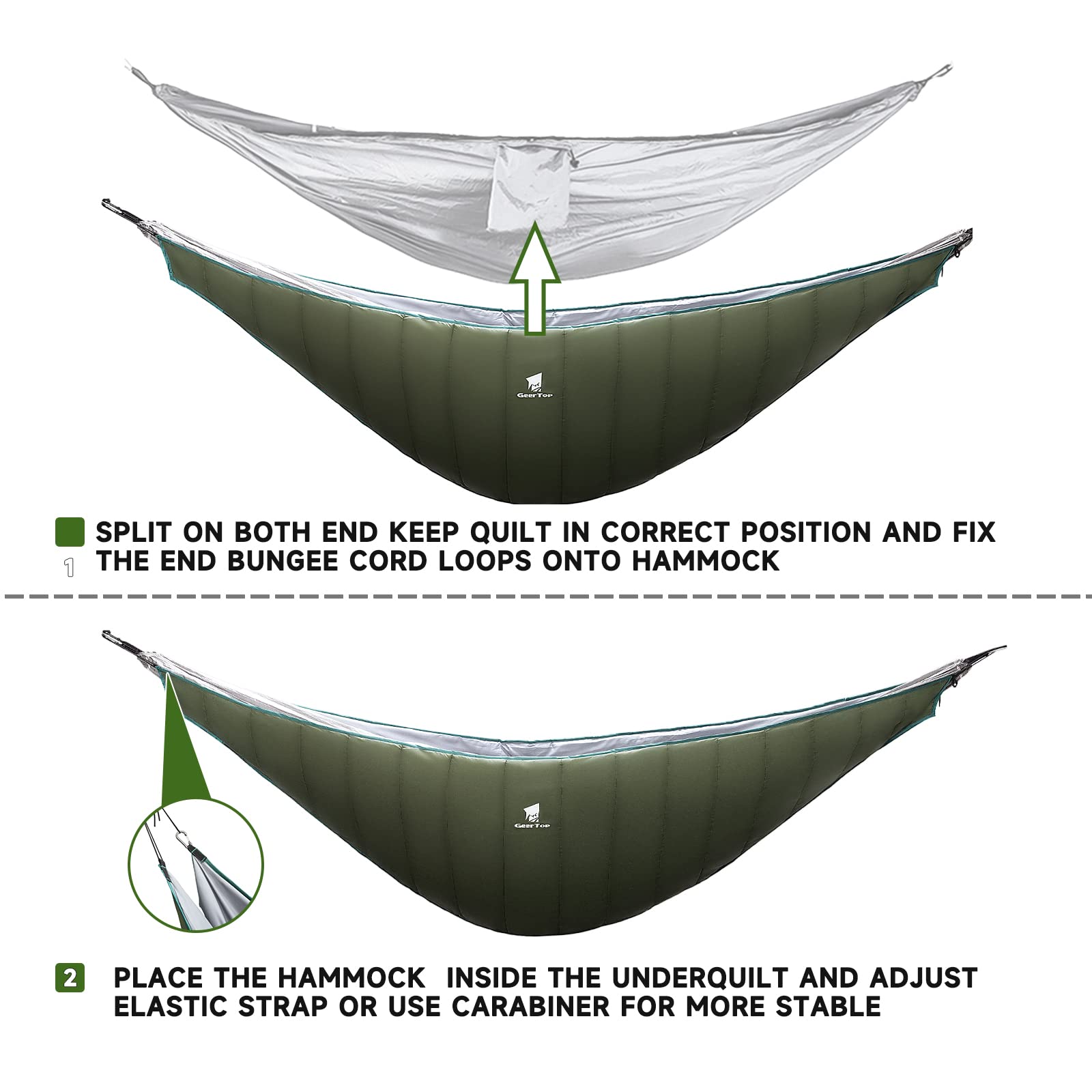 GEERTOP Ultralight Hammock Underquilt for Camping Full Length Camp Hammock Underquilts Warm 3-4 Seasons Essential Outdoor Survival Gear for Hiking Backpacking Travel