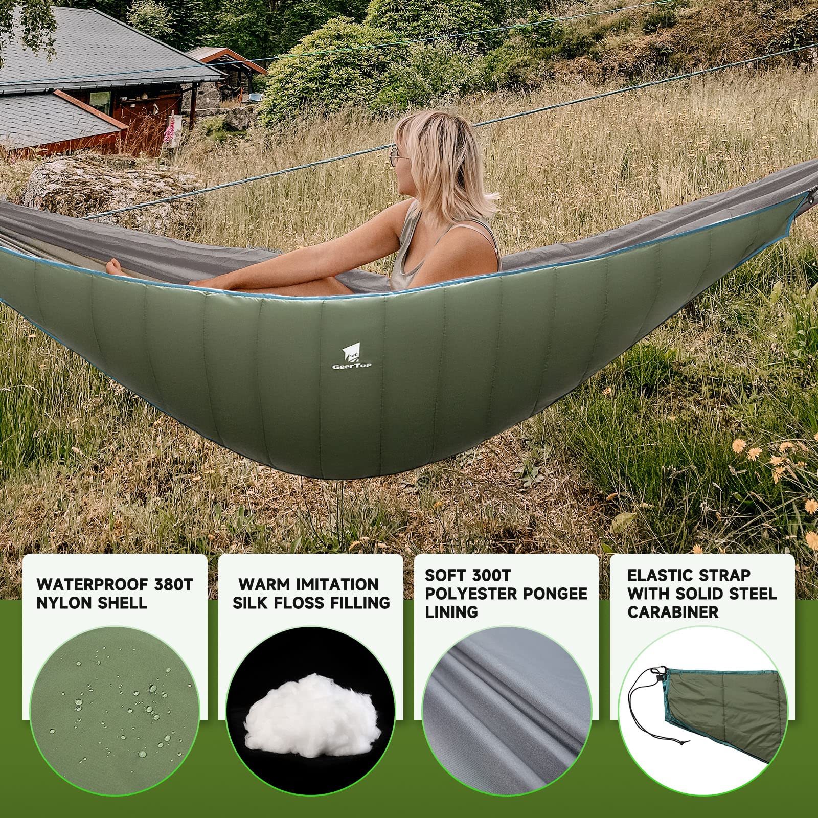 GEERTOP Ultralight Hammock Underquilt for Camping Full Length Camp Hammock Underquilts Warm 3-4 Seasons Essential Outdoor Survival Gear for Hiking Backpacking Travel