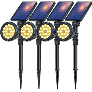 DBF Solar Outdoor Lights Upgraded, 18 LED Waterproof Solar Landscape Lights Solar Spotlight Wall Light Auto On/Off Landscape Lighting for Garden Yard Pathway Pool Area, Pack of 4 (Warm White)