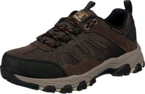 skechers men's selmen-enago trail oxford hiking shoe, chocolate, 11 extra wide us