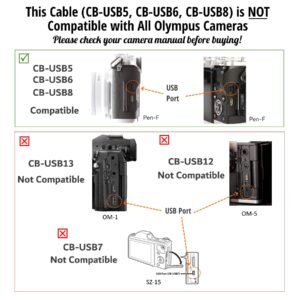 USB Data File Picture Transfer Charger Charging Wire Cord Cable CB-USB5 CB-USB6 CB-USB8 for Olympus Tough TG-830 TG-630 TG-860 TG-870 & Select Stylus (See Product Details & Pictures Before Buying)