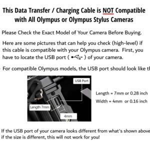 USB Data File Picture Transfer Charger Charging Wire Cord Cable CB-USB5 CB-USB6 CB-USB8 for Olympus Tough TG-830 TG-630 TG-860 TG-870 & Select Stylus (See Product Details & Pictures Before Buying)