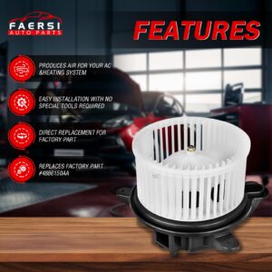 FAERSI HVAC Plastic Heater Blower Motor with Fan ABS Cage Replacement for Jeep Cherokee & Wrangler 1997-2001 Replaces# 4886150AA