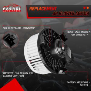 FAERSI HVAC Plastic Heater Blower Motor with Fan Cage Compatible with Jeep Wrangler 2007 2008 2009 2010, Honda Civic 2006 2007 2008 2009 2010 2011 Replaces 700194, PM9177,79310SNAA01