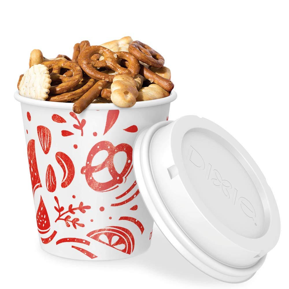 Dixie To Go Snack Cups with Lids, 10 Ounce Travel Size, 24 Count Disposable Paper Cups