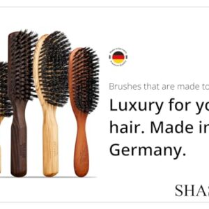 SHASH Everyday 100% Boar Bristle Hair Brush - Made in Germany | Suitable For Thin To Normal Hair, Firm, and Naturally Conditioning | Enhance Texture, Exfoliate, and Stimulate the Scalp