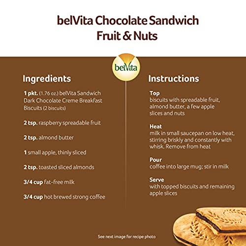 belVita Breakfast Sandwich Dark Chocolate Creme Breakfast Biscuits, Value Pack, 12 Packs (2 Sandwiches Per Pack)