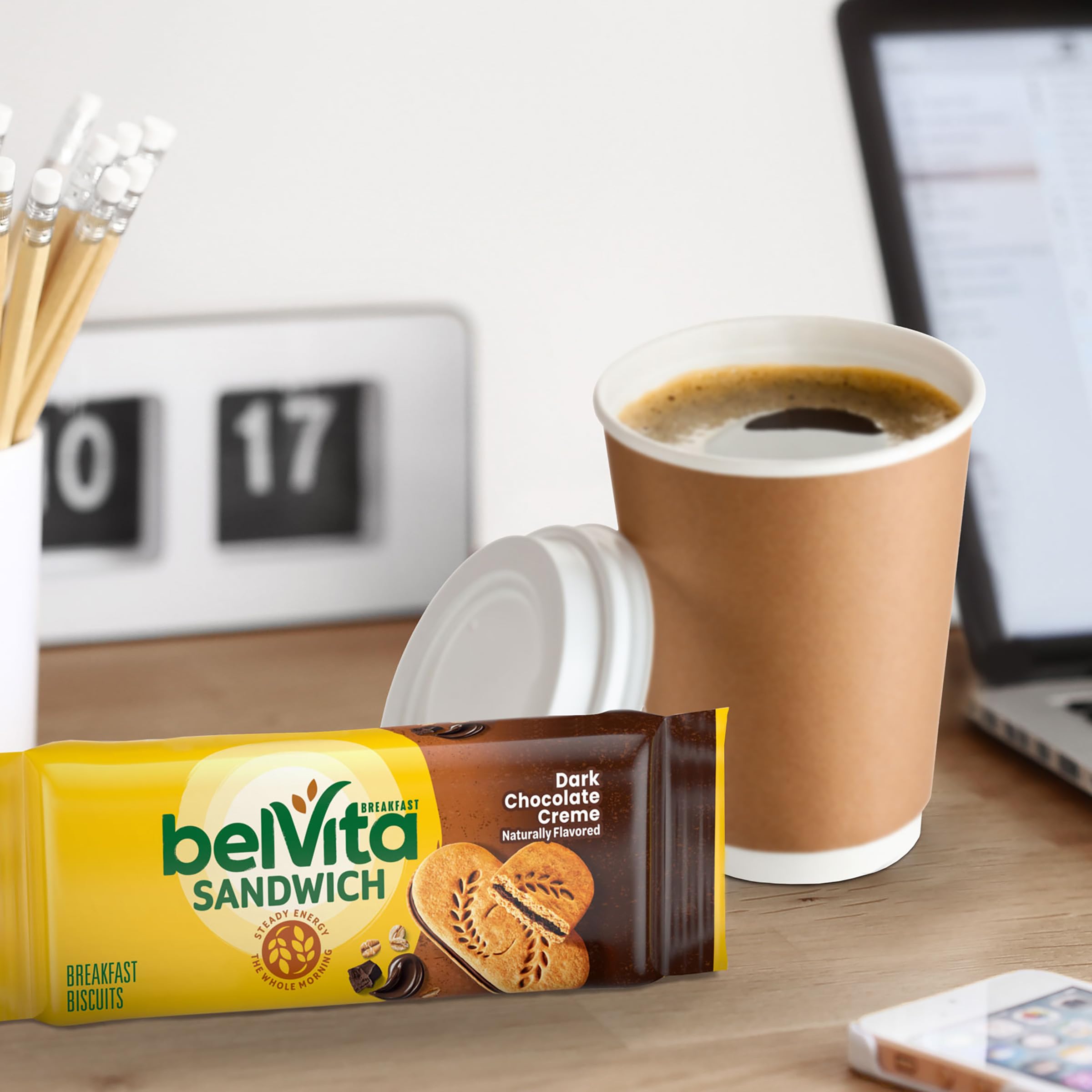 belVita Breakfast Sandwich Dark Chocolate Creme Breakfast Biscuits, Value Pack, 12 Packs (2 Sandwiches Per Pack)