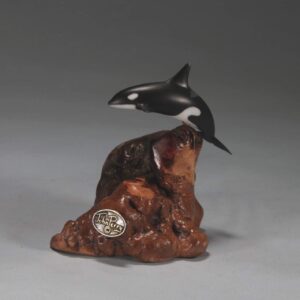 Orca Sculpture by John Perry Small Down-tail version 4 inches tall.