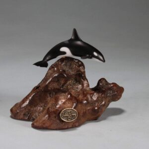 Orca Sculpture by John Perry Small Down-tail version 4 inches tall.