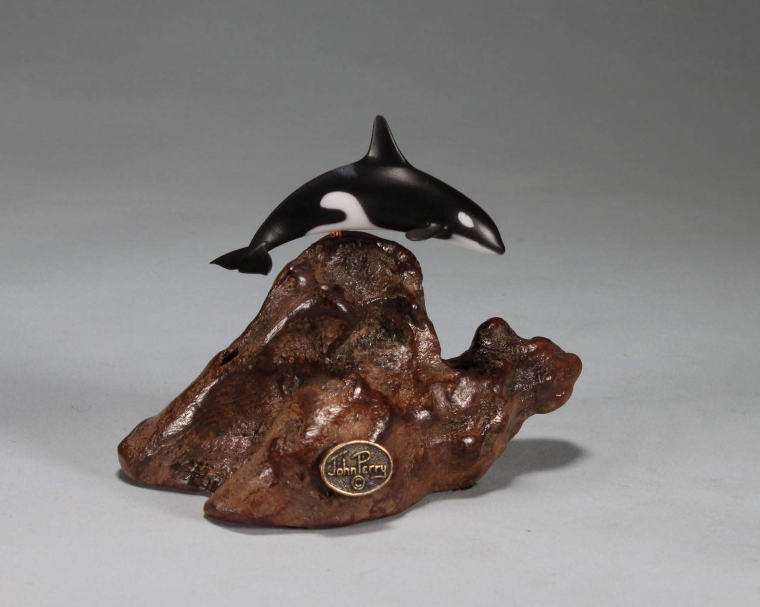 Orca Sculpture by John Perry Small Down-tail version 4 inches tall.