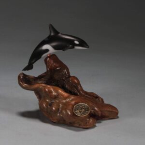 Orca Sculpture by John Perry Small Down-tail version 4 inches tall.