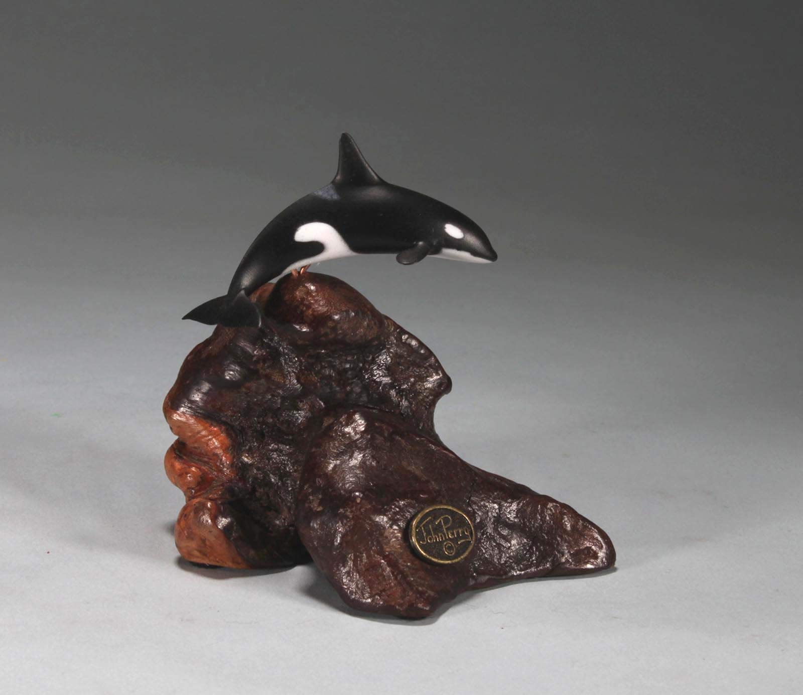 Orca Sculpture by John Perry Small Down-tail version 4 inches tall.