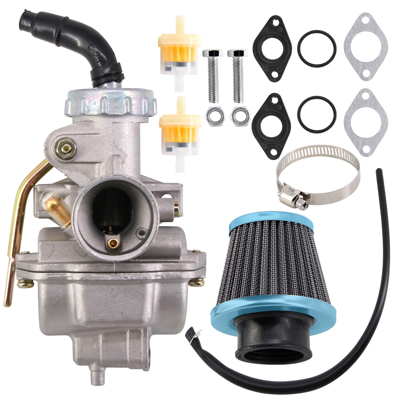 HOOAI PZ20 Carburetor for Kazuma Baja 50cc 70cc 90cc 110cc 125cc TaoTao 110B NST SunL Chinese Quad 4 Stroke ATV 4 Wheeler Go Kart Dirt Bike Honda CRF50F XL75 CRF80F XR50R with Air Fuel Filter