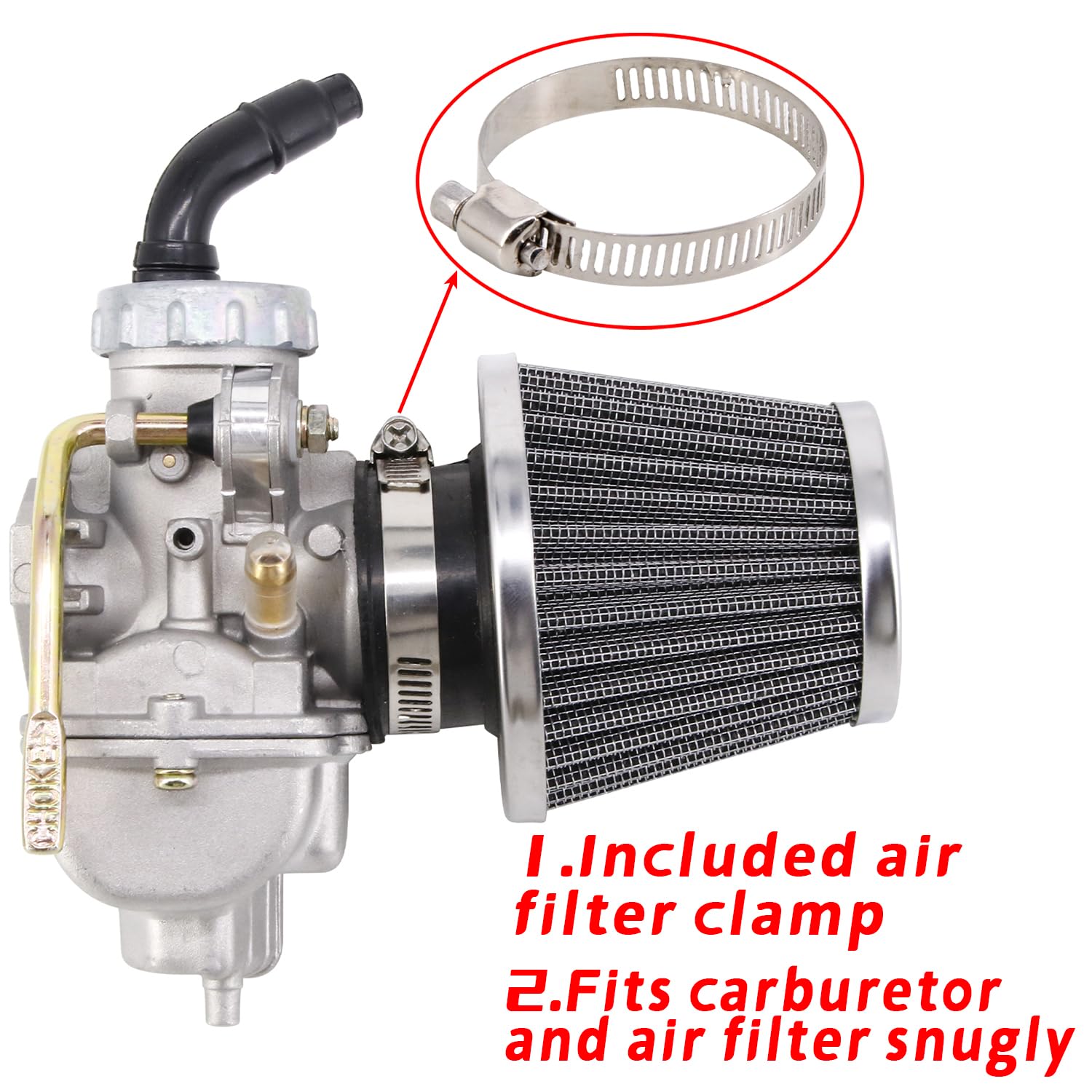 HOOAI PZ20 Carburetor for Kazuma Baja 50cc 70cc 90cc 110cc 125cc TaoTao 110B NST SunL Chinese Quad 4 Stroke ATV 4 Wheeler Go Kart Dirt Bike Honda CRF50F XL75 CRF80F XR50R with Air Fuel Filter