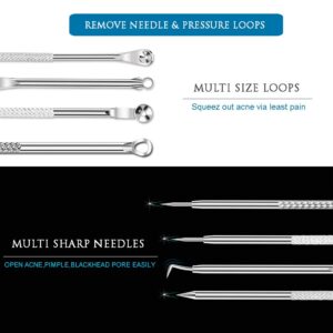 6PCS Dual Heads Blackhead Remover, Pimple Comedone Extractor, Acne Whitehead Blemish Removal Kit, Premium Stainless Steel, Risk Free for Face Skin, with Portable Box