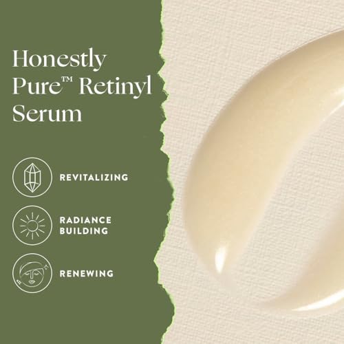 Honest Beauty Honestly Pure Nightly Retinyl Serum | Moisturizes, Exfoliates, Reduces Fine Lines + Wrinkles | Retinyl Linoleate + Hyaluronic Acid | Vegan + Cruelty Free | 1 fl oz