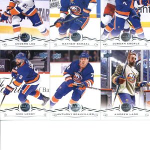 2018-19 Upper Deck Series 1 and 2 Hockey Complete New York Islanders Team Set of 13 Cards: Andrew Ladd(#114), Anthony Beauvillier(#115), Nick Leddy(#116), Jordan Eberle(#117), Mathew Barzal(#118), Anders Lee(#119), Thomas Greiss(#365), Robin Lehner(#366),