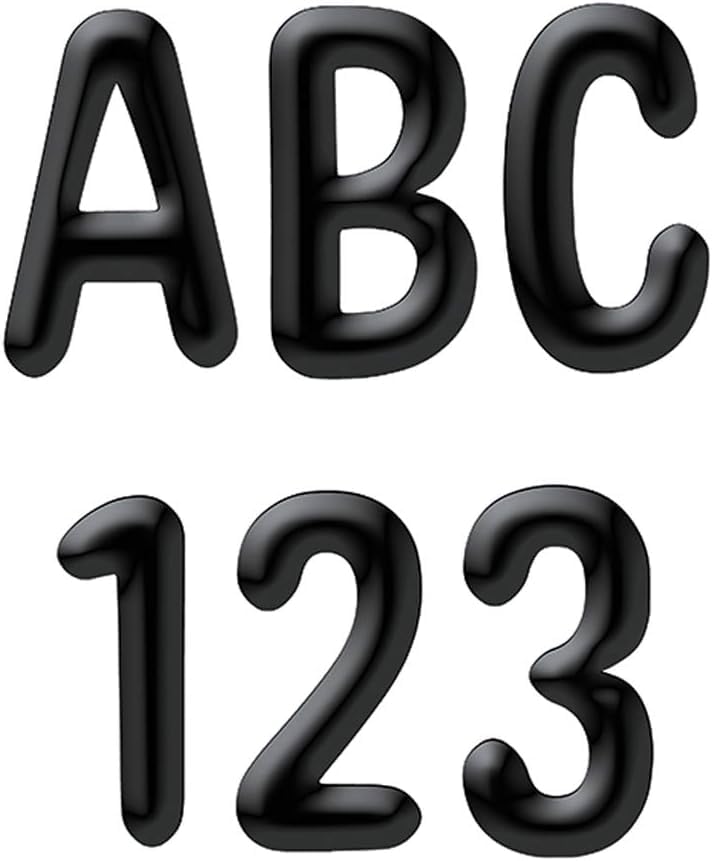 Eureka 845306 Alphabet and Numbers Bulletin Board and Classroom Decorations for Teachers, 4'' H, Black, 180pcs