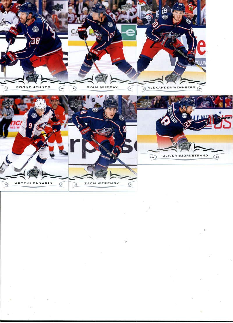 2018-19 Upper Deck Series 1 and 2 Hockey Complete Columbus Blue Jackets Team Set of 13 Cards: Pierre-Luc Dubois(#51), Sergei Bobrovsky(#52), Seth Jones(#53), Cam Atkinson(#54), David Savard(#55), Sonny Milano(#56), Nick Foligno(#57), Oliver Bjorkstrand(#3