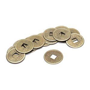 Topxome 100PCS Brass 24mm Chinese Ancient Feng Shui Lucky Coin Good Fortune Dragon and Phoenix Antique Wealth Money Collection Gift