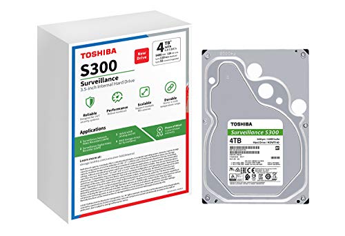 Toshiba S300 4TB Surveillance 3.5” Internal Hard Drive – CMR SATA 6 Gb/s 5400 RPM 128MB Cache - HDWT140UZSVAR