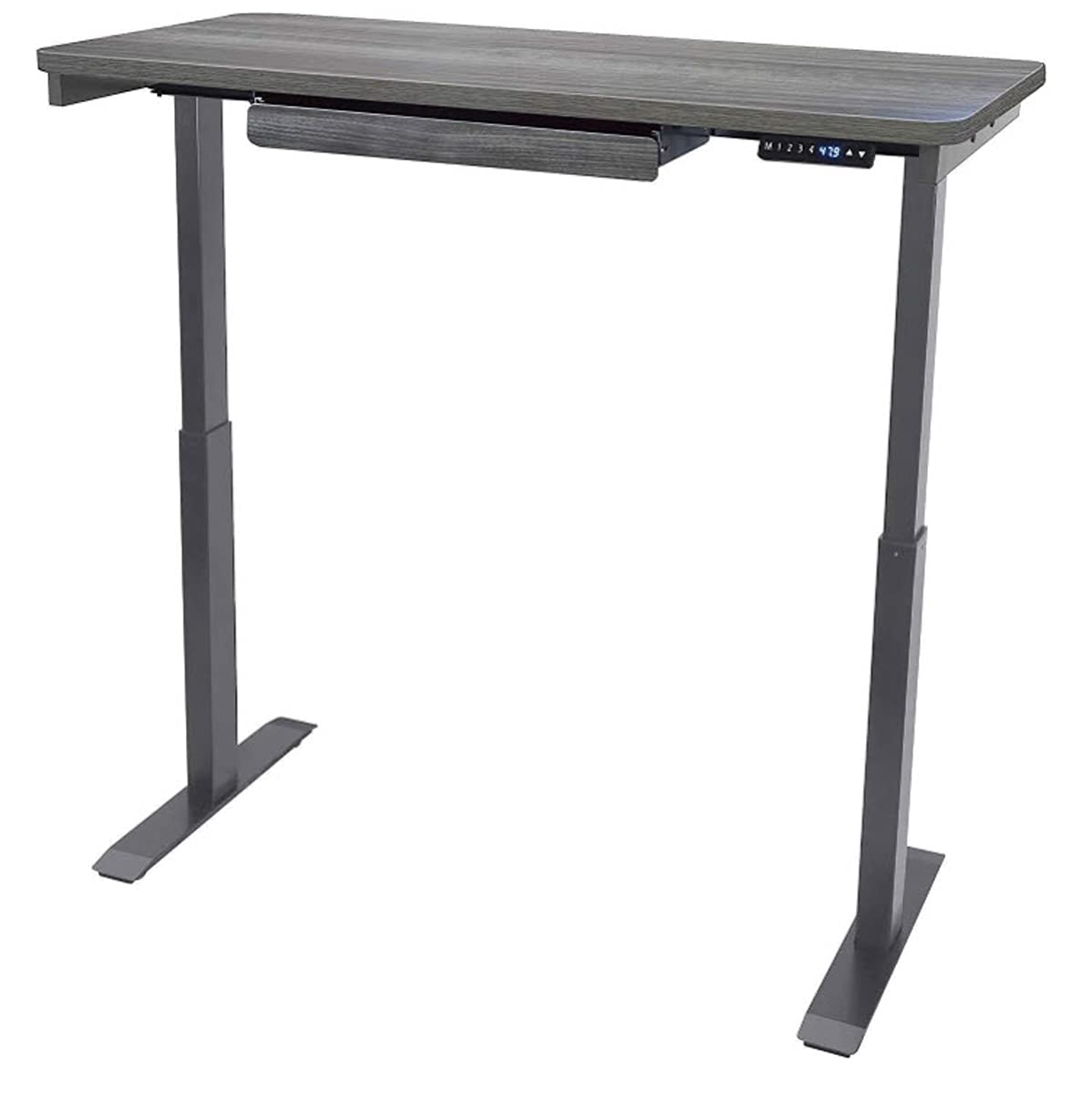 Motionwise Electric Standing Desk, 24”x48 Home Office Series, 28"-48" with Quickly Program up to 4 pre-Set Height adjustments and USB Charge Port, Gray Top with Gray Frame