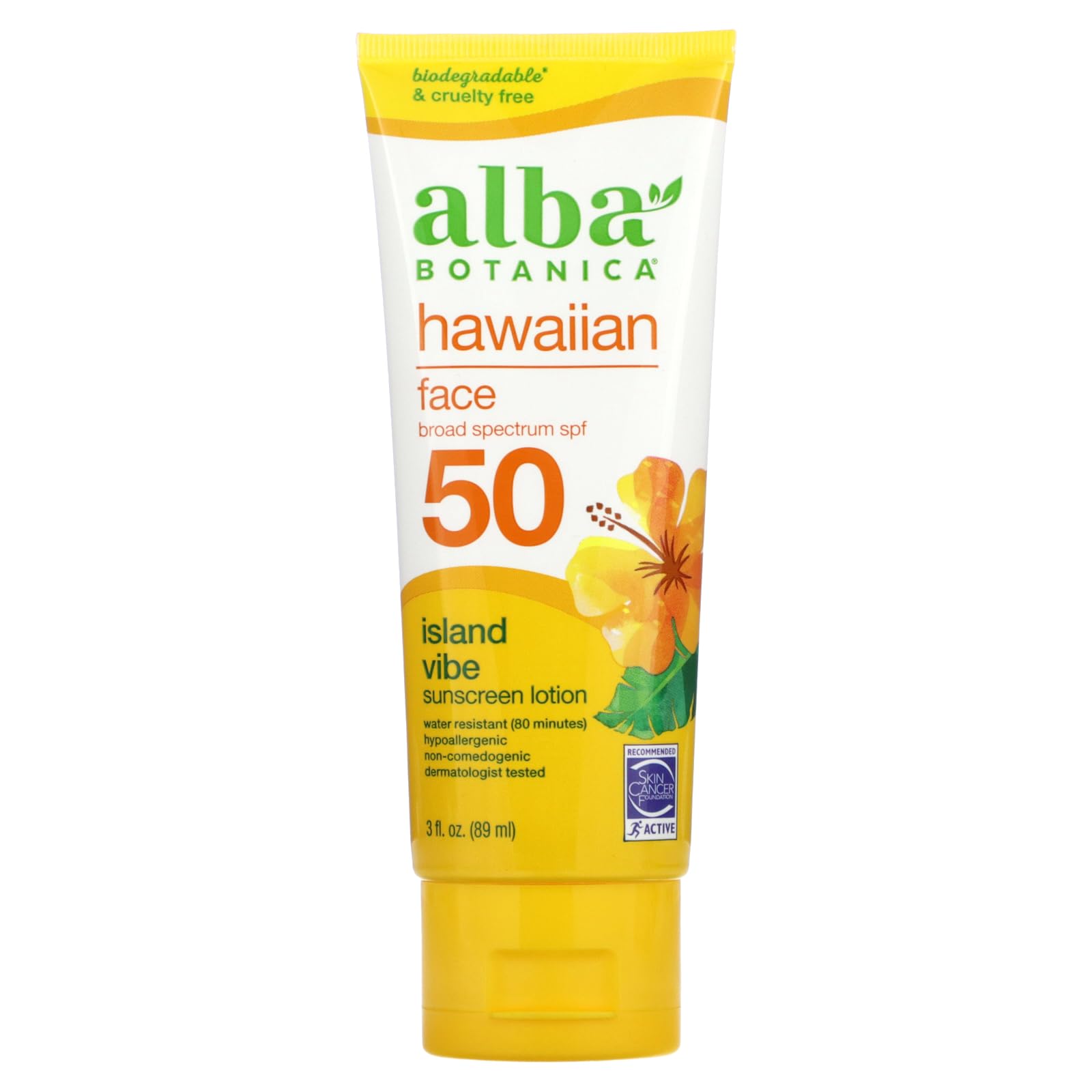 Alba Botanica Facial Sunscreen Lotion, SPF 50, Fragrance Free, 3 Oz