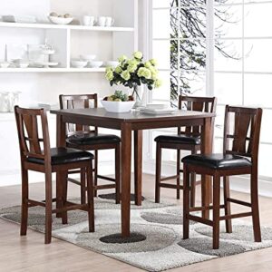 New Classic Furniture Dixon Counter Height Dining Set, Espresso, 5-Piece