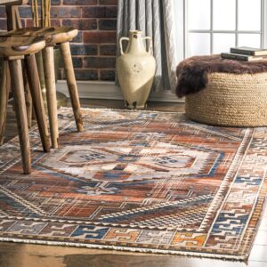 nuloom vintage deborah tassel area rug, 4x6, rust