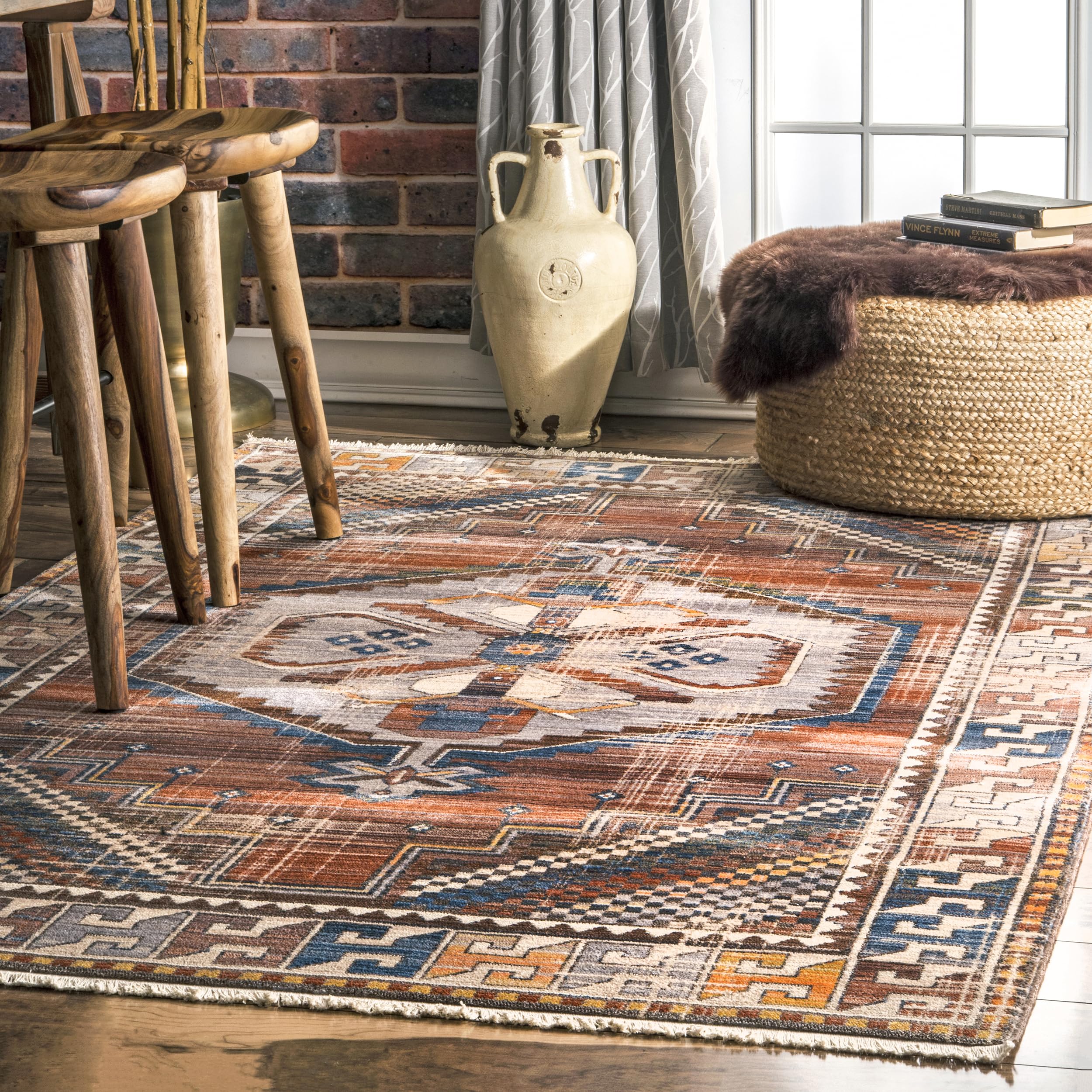 nuLOOM Vintage Deborah Tassel Area Rug, 4x6, Rust