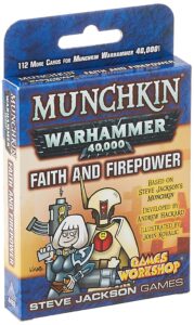 steve jackson games munchkin warhammer 40,000: faith and firepower card game (expansion) | 112 cards | family game | fantasy adventure rpg | ages 10+ | 3-6 players | avg play time 120 min