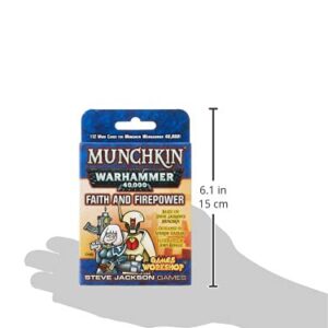 Steve Jackson Games Munchkin Warhammer 40,000: Faith and Firepower Card Game (Expansion) | 112 Cards | Family Game | Fantasy Adventure RPG | Ages 10+ | 3-6 Players | Avg Play Time 120 Min