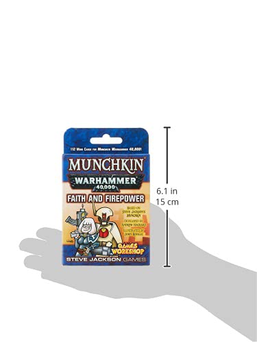 Steve Jackson Games Munchkin Warhammer 40,000: Faith and Firepower Card Game (Expansion) | 112 Cards | Family Game | Fantasy Adventure RPG | Ages 10+ | 3-6 Players | Avg Play Time 120 Min