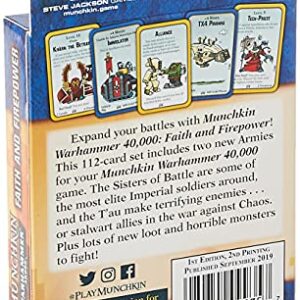 Steve Jackson Games Munchkin Warhammer 40,000: Faith and Firepower Card Game (Expansion) | 112 Cards | Family Game | Fantasy Adventure RPG | Ages 10+ | 3-6 Players | Avg Play Time 120 Min